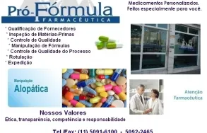 Imagem 3 da empresa PRÓ FÓRMULA FARMÁCIA DE MANIPULAÇÃO Laboratórios de Manipulação - Medicamentos e Cosméticos em São Paulo SP